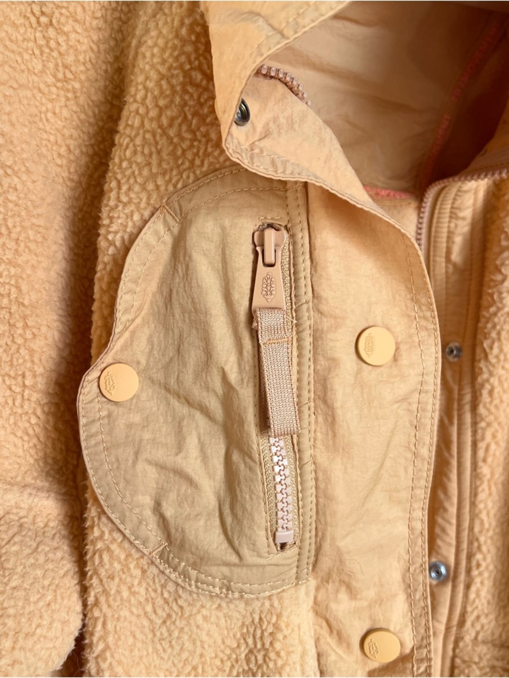 Free People Movement Hit The Trails Light Orange Fleece Oversized Jacket - Picture 6 of 11